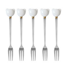 라임올리브 바네 곰돌이 티포크, 화이트, 5개