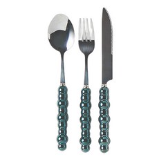 모다키친 버블펄 커트러리 디너 3종 세트, 딥그린, 디너 스푼 + 디너 포크 + 디너 나이프, 1세트