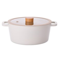 키친웰 국산 토리 IH 인덕션 세라믹냄비 양수, 22cm, 베이지