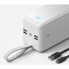 케이엠디자인 고속 충전 대용량 보조배터리 60000mAh, KMBAT60K, 화이트
