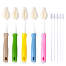 엠피엘 유아용 롱 젖병세척솔 21.5cm 5p + 빨대세척솔 5p 세트, 1세트, 멀티(혼합)컬러
