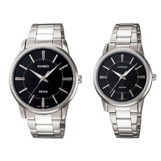 카시오 3핸드 쿼츠 남성용 메탈시계 MTP-1303D + 여성용 메탈시계 LTP-1303D 세트 