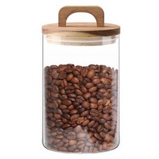 코빙 엔틱 글라스 원두 커피 밀폐용기 1000ml, 브라운 + 투명, 1개
