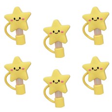 블럭마트 귀여운 텀블러 마개, 옐로우스타, 6개