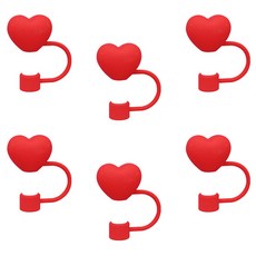 블럭마트 텀블러 빨대 마개 하트모양, 레드, 6개