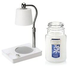 Yankee 蠟燭 L蠟燭 + 光控定時器蠟燭加熱器套裝, 白色(蠟燭加熱器), 午夜茉莉