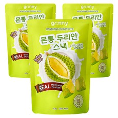 그리니 크림 바이트 두리안 스낵, 60g, 3개