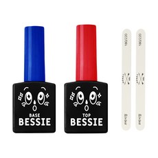 BESSIE 基礎底層凝膠 Set, 含基礎底層凝膠 11ml*1 瓶+表層保護凝膠 11ml*1 瓶+薄型指甲銼條*2, 基礎底層凝膠11ml*1瓶+表層保護凝膠11ml*1瓶+指甲銼條*2支, 1組