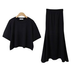 린다샵 미니멈 라운드넥 꽈배기 찰랑 롱스커트 세트 cpset3359k42