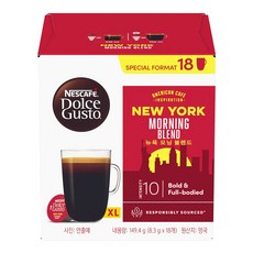 NESCAFE 雀巢咖啡 Dolce Gusto 多趣酷思 紐約美式晨光濃烈咖啡膠囊, 18杯份, 中烘焙, 濃烈風味, 8.3g, 18顆, 1盒