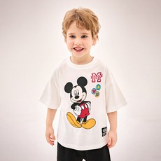 젤리스푼 아동용 디즈니 미키 마우스 엠블럼 포인트 반팔 티셔츠