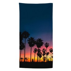 언헤브 하와이안 야자수 비치 타월 70 x 140 cm, 17 저녁 하늘, 1개