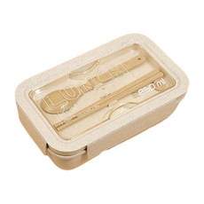 밀짚 크림 직사각 1단 도시락 850ml, 밀색, 1개