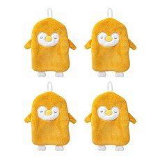 금깨비 주방 핸드타올 펭귄 손타올, 옐로우, 4개