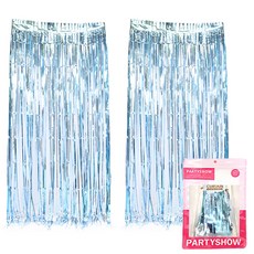 PARTYSHOW 派對裝飾銀箔流蘇窗簾 2入, 1個, 淺藍