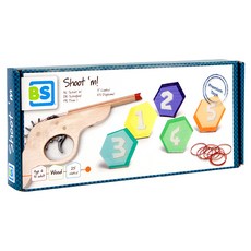 BS Toys 誰是神槍手 數字標靶套裝, 木製玩具槍, 25條橡皮筋, 1盒