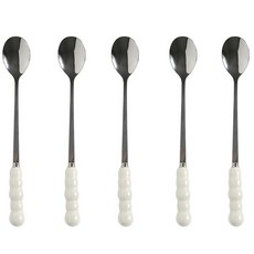 모다키친 버블펄 스텐 롱 티스푼 화이트, 5개, 단품 5개, 단품
