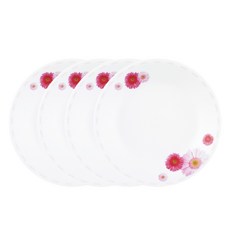 코렐 핑크데이지 원형접시 소, 4개, 단품, 파스텔핑크 + 화이트 단품, 4개