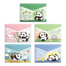 동아피엠에스 A4 똑딱이 캐릭터 자료 수납 봉투 파일 5종 세트, 판다, 1세트 혼합색상, 1세트