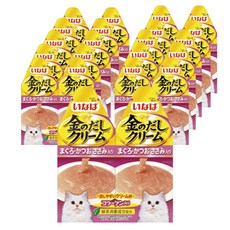 이나바 고양이 금빛육수 크림 파우치 2p, 혼합맛(참치/가다랑어/닭가슴살), 60g, 12개 혼합맛(참치/가다랑어/닭가슴살), 60g, 12개