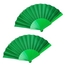 모어블 무지 휴대용 접이식 부채 42cm, 그린, 2개