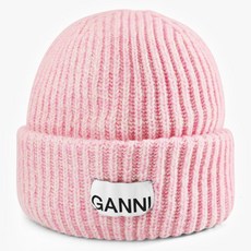 GANNI 스트럭처드 리브 패치 울 비니