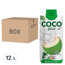 Sagiko Cocoplus 100%純椰子水 330ml*12罐，椰子水製成，純正自然，口感清爽，非濃縮製成，保留原始風味，無人工色素添加, 12瓶