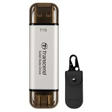 Transcend 創見 超小型外接SSD ESD310+專用收納包組, 1TB, 銀