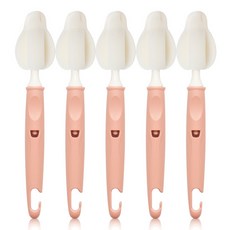 리에또 유아용 젖병 젖꼭지 세척 솔, 5개, 피치핑크