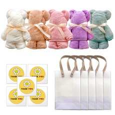 유아용 곰돌이 타올 35 x 75 cm 5종 + 쇼핑백 5p + 스티커 A05 5p 선물 세트