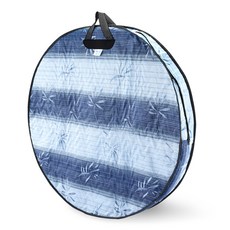 南原木工藝師3層絎縫圓形桌布 3.0, 藍色 + 白色