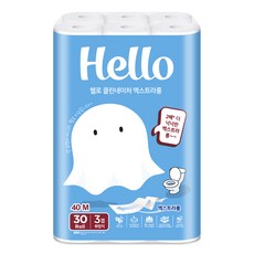 헬로 클린네이처 엑스트라롱 천연펄프 3겹 고급롤화장지, 1개, 30개입, 40m
