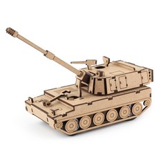 YoungModeler 英工房 DIY木質模型組裝套件後衛車K9自走榴彈砲TM577, 1組