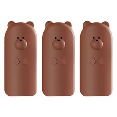 원더파파 경첩용 여운 곰돌이형 문닫힘방지, 브라운, 3개
