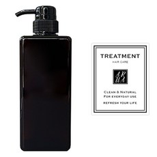 아루아 욕실 주방 사각 디스펜서 일반펌프 650ml + 트리트먼트 스티커 세트, 브라운(펌프), 1세트