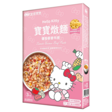波堤寶寶 Hello Kitty 寶寶燉麵, 番茄黎麥牛肉, 適合1歲-2.5歲寶寶, 3包入, 450g, 1盒