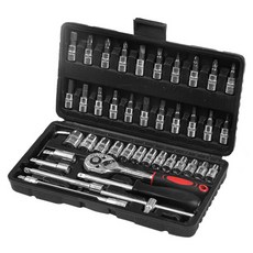 Tamsaa 家用工具46件組 套筒起子頭棘輪扳手 + 迷你工具卡 Set, 1組