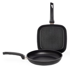 interCOOK 電磁爐適用平底鍋2件組, 1組, 黑色, 方形煎鍋 27cm+平底鍋 28cm