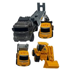 Joy Kids 壓鑄摩擦微型車重型設備拖車 4 件套, 混色, 1組