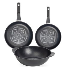 인터쿡 클래식 후라이팬 3종 세트, 블랙, 1세트, 후라이팬 28cm + 후라이팬 24cm + 파티웍 28cm