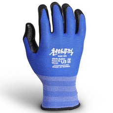 Seungri U3 NBR 泡棉工作安全半塗手套 M SUR-221, 藍色, 10組