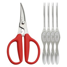 Knife Mall 軟蟹剪+蟹肉叉4件套, 單色, 1組