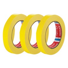 iQIHAN 칼라 마스킹 종이테이프 15mm x 15m, 옐로우, 3개