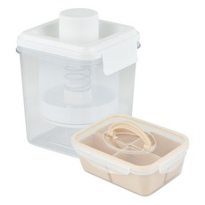EASY&FREE Kkudeoki 乳清分離器 1.8L + 4 分離優格容器套裝, 透明(主體)、白色(蓋子)、燕麥片(優格容器), 1組