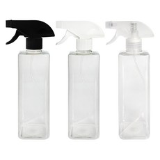 World Clean 透明噴霧瓶方形 500ml x 3 種套裝, 黑色、白色、透明, 1組