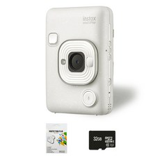 인스탁스 미니 리플레이 즉석카메라 미스티 화이트 + 32GB 메모리카드 + 보호필름 세트 FI043, 1세트