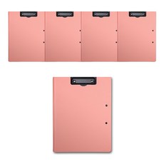 만들하비 커버형 덮개형 양방향 클립 보드 집게형 파일 A4, 핑크, 5개