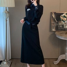 페이퍼먼츠 데님 패치 스커트 투피스 세트 23310