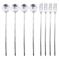 부엌다옴 플리비체 스텐304 롱티스푼 + 포크 세트, 4세트, 롱티스푼 4p + 롱티포크 4p 4세트, 롱티스푼 4p + 롱티포크 4p