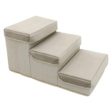 Tamsaa 收納式寵物3層階梯 60*35*30cm 米色, 1個, 60 x 35 x 30cm